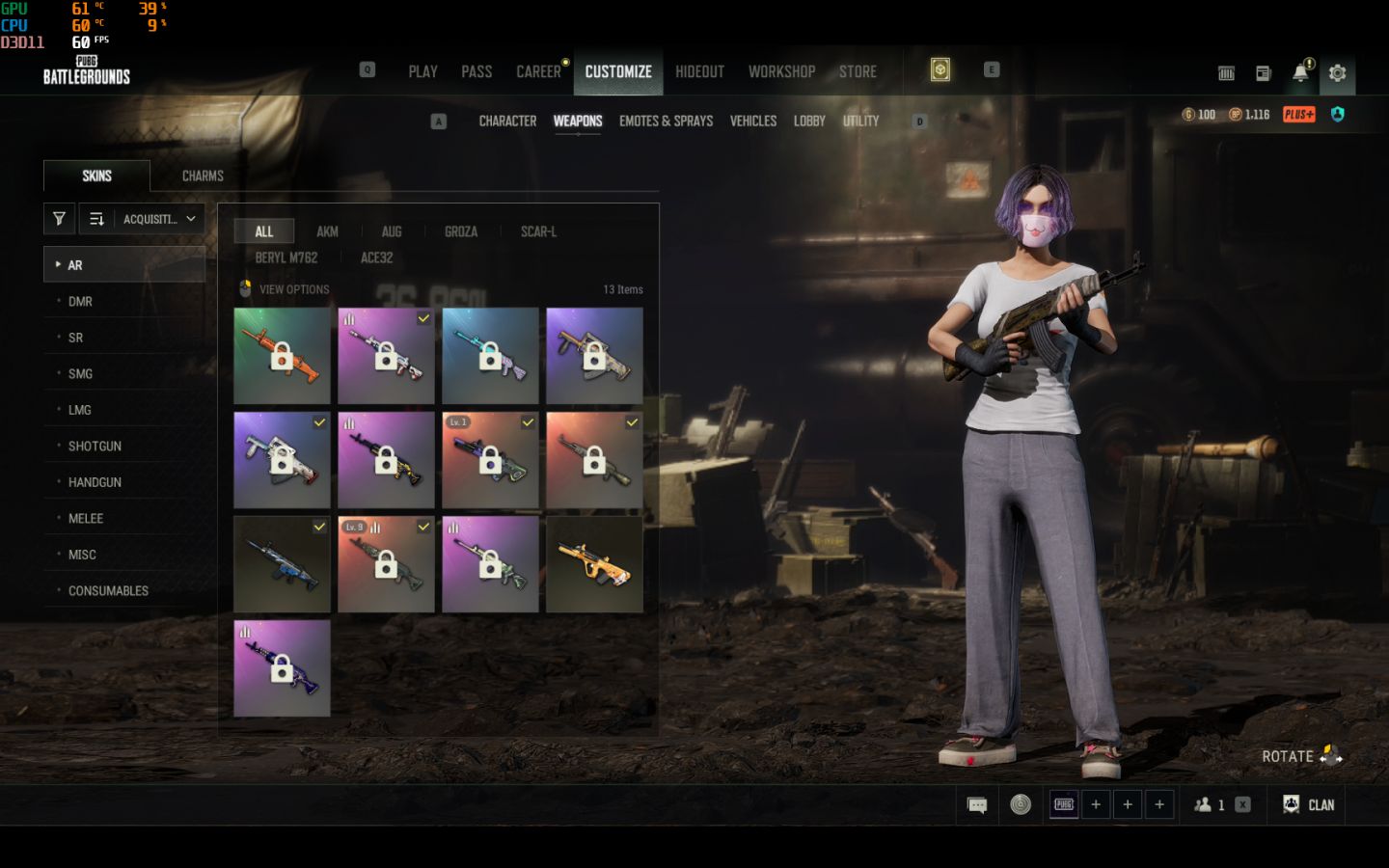 (CONTA PUBG ) BERYL DRAGÃO + CROMMA + AUG NEON + MINI14 NATAL
