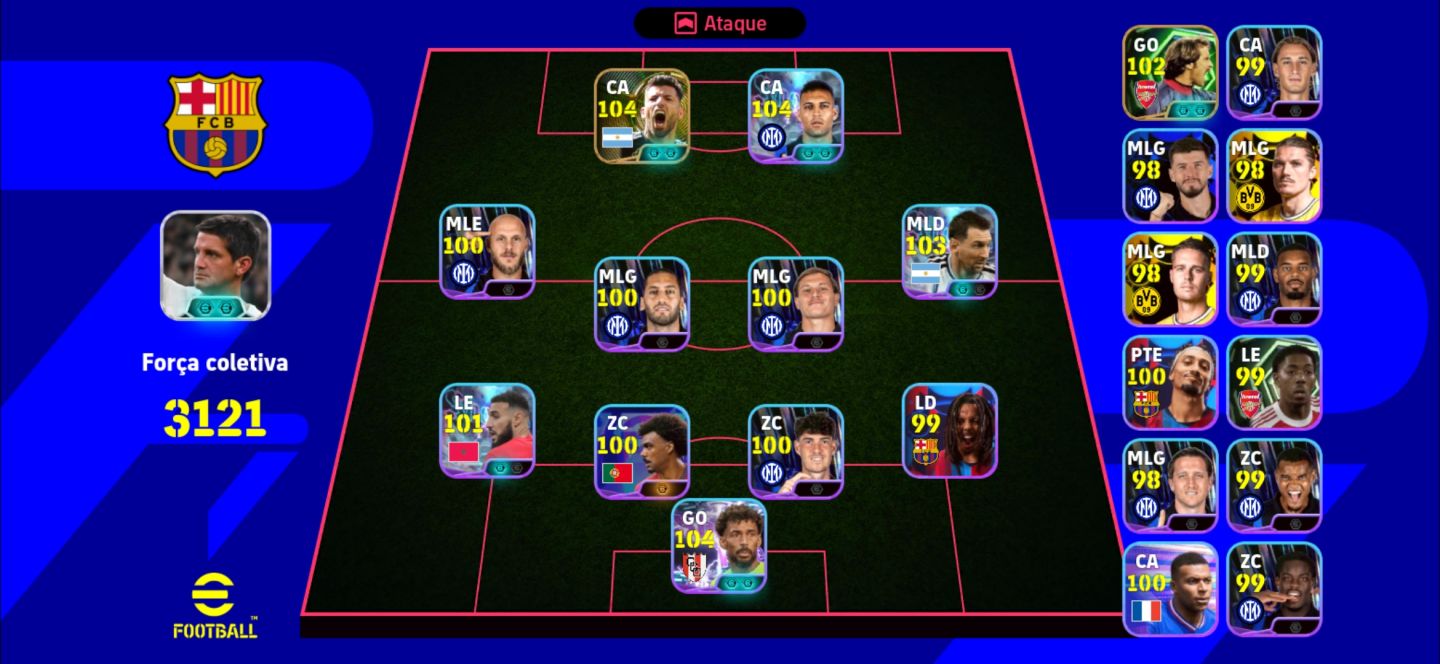 CONTA EFOOTBALL COM PACK DA INTER DE MILÃO | AGUERO | SEAMAN | VOZINHA