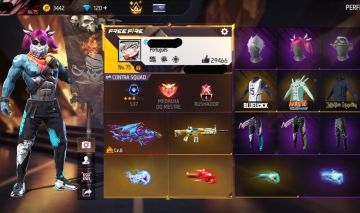 Conta free fire gemada level 75 com angelical azul barbinha punho ump atributada