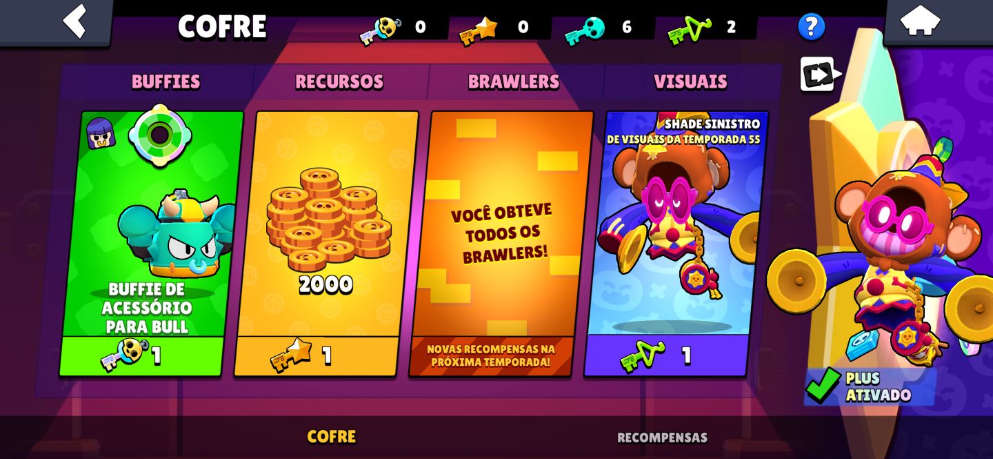 Conta de Braw Stars mestre com muitas skins lendárias e miticas