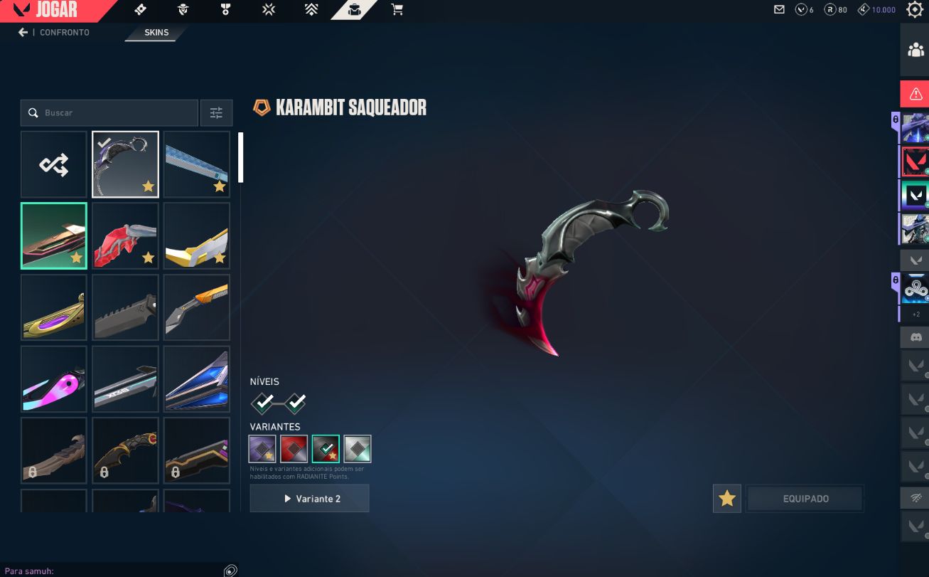 Conta valorant 9 vandal, 8 phantom, 5 skins de faca, operator 2.3k gastos