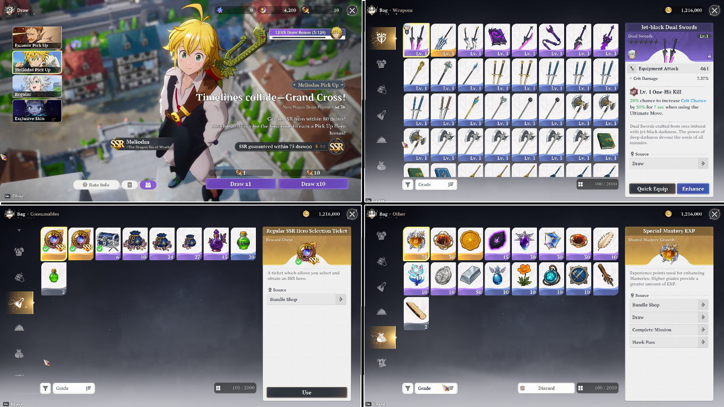 ZS | NA East | Escolha seu SSR Limitado | Reroll | The Seven Deadly Sins Origins