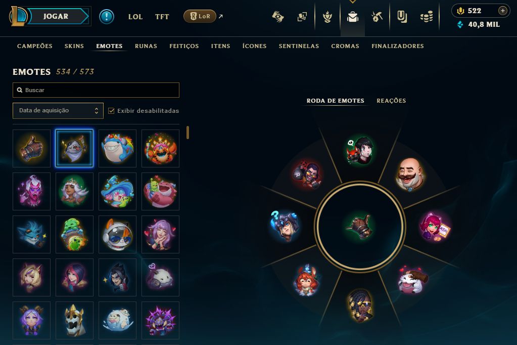 Conta LoL Full champs, 1000 skins, prestígios, platina, level 750