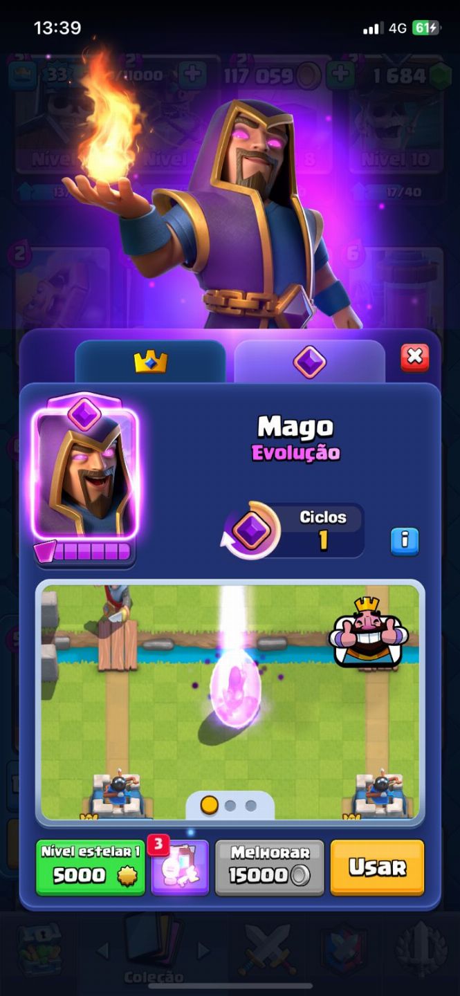 Conta clash royale com 1 passe de batalha da bruxa, e outras evoluções No PRECIN