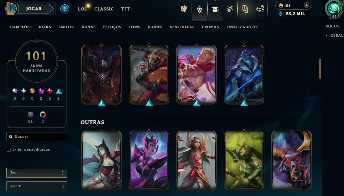 Full Acesso - 101 Skins - 150 Campeões - Level 44 - SEASON 2