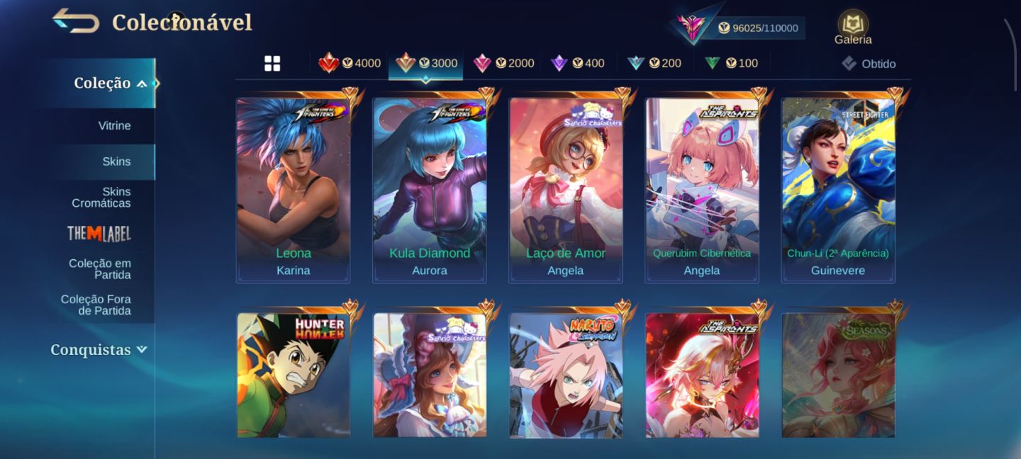 Conta com mais de 300 skins