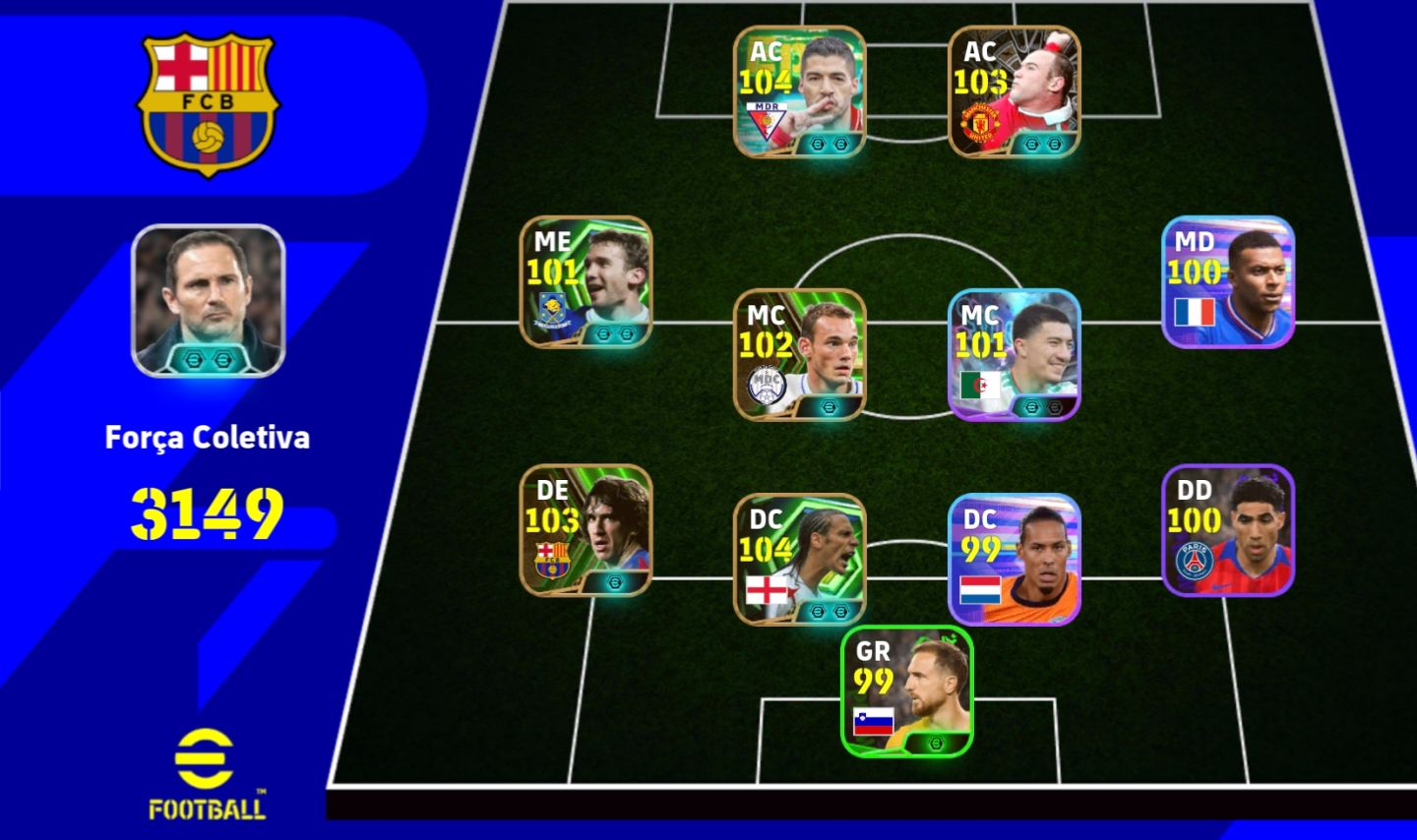 CONTA eFootball 3149 FORÇA COM|Carles Puyol,Rio Ferdinand,Wayne Rooney e Suárez