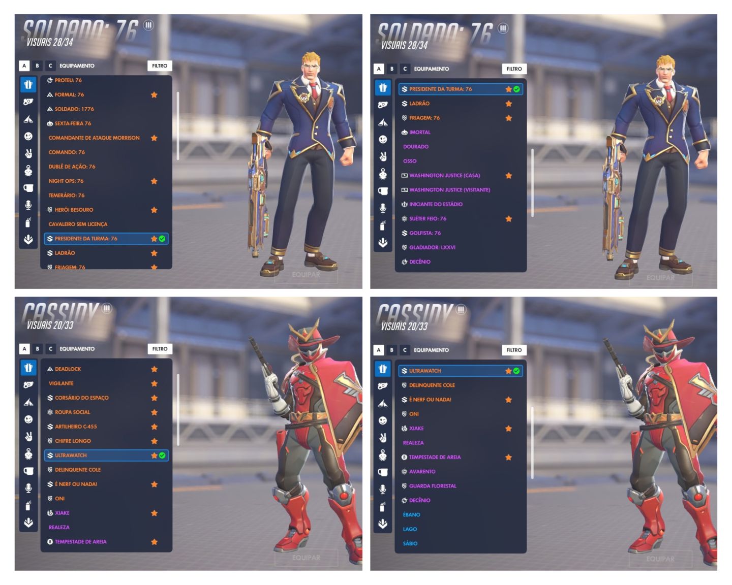 CONTA OVERWATCH | 720+ Skins (11 Miticas, 6 Golden Guns) | Collabs e Skins OWL