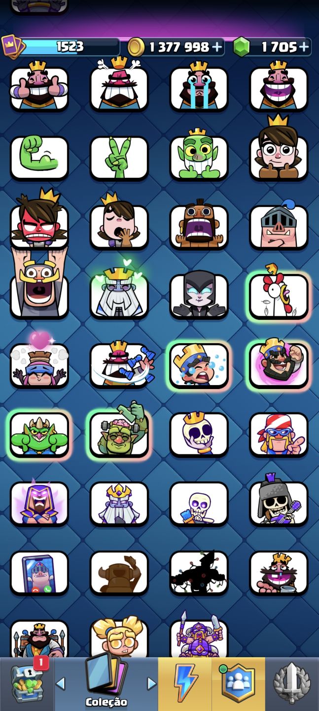 Conta Clash Royale com 1000 mil troféu, 1 milhão e 300 de ouro, 1400 gema e etc