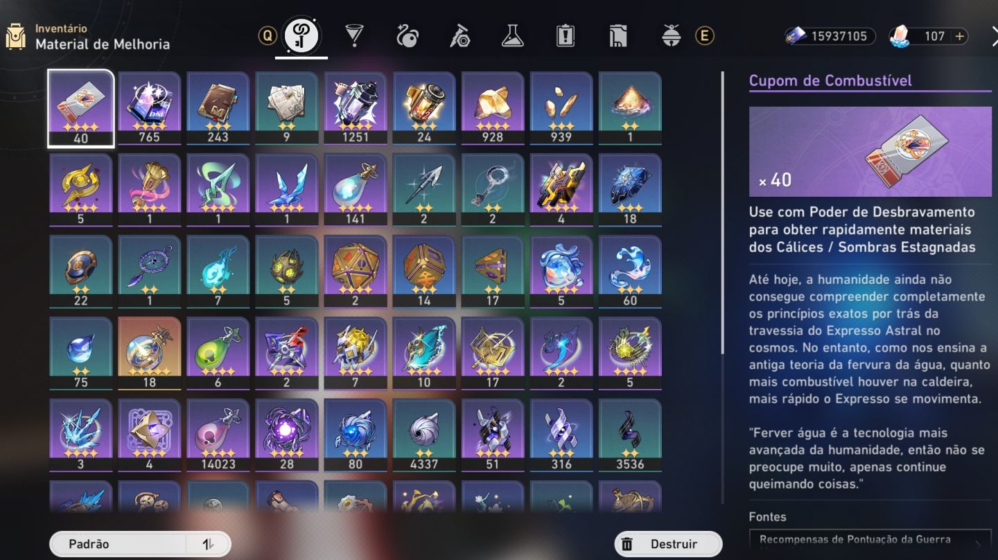 Conta Honkai Star Rail lvl 70