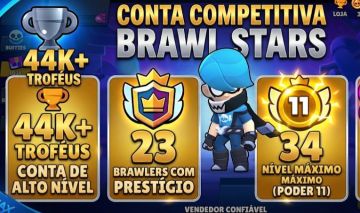 Brawl stars. 44k de troféus 92/104 brawlers 34 nível máximo. Pra sair logo