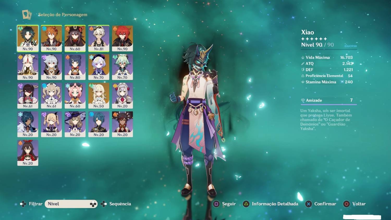 Conta Ps4 AR 55 Hu Tao - Xiao - Diluc - Qiqi - Tartaglia -  Arco de Amos