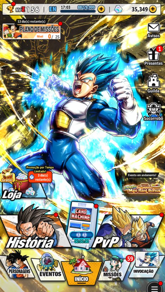 Dragon ball legends, Legend Vegeta 14 estrelas + 35 Mil Cristais (Android)
