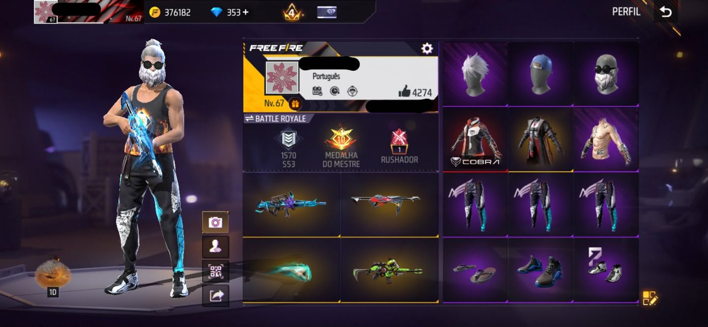 Conta free fire gemada rara com entrada punho angelical troca nick barbinha