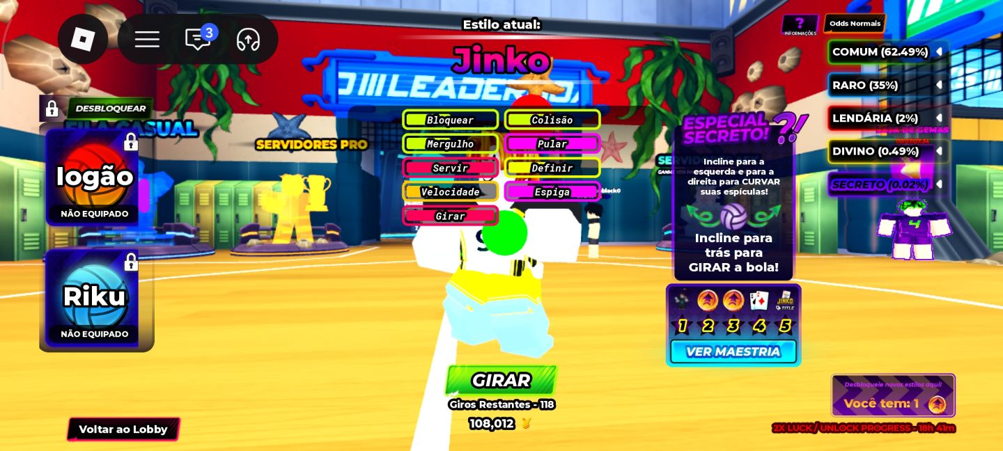 CONTA HAIKYU LEGENDS COM ESTILOS SECRETOS E COM ROBUX