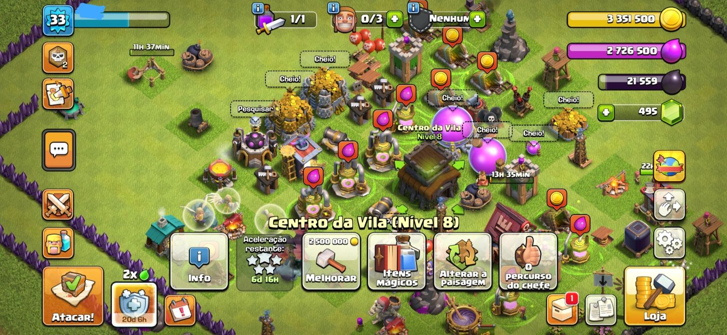 Conta guest (convidado) Clash of clans cv8 no início