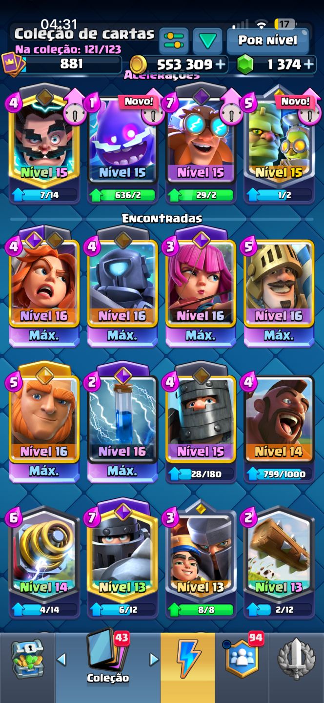 Clash Royale 10.327 Troféus | 1.374 Gemas | Cartas Nível 16