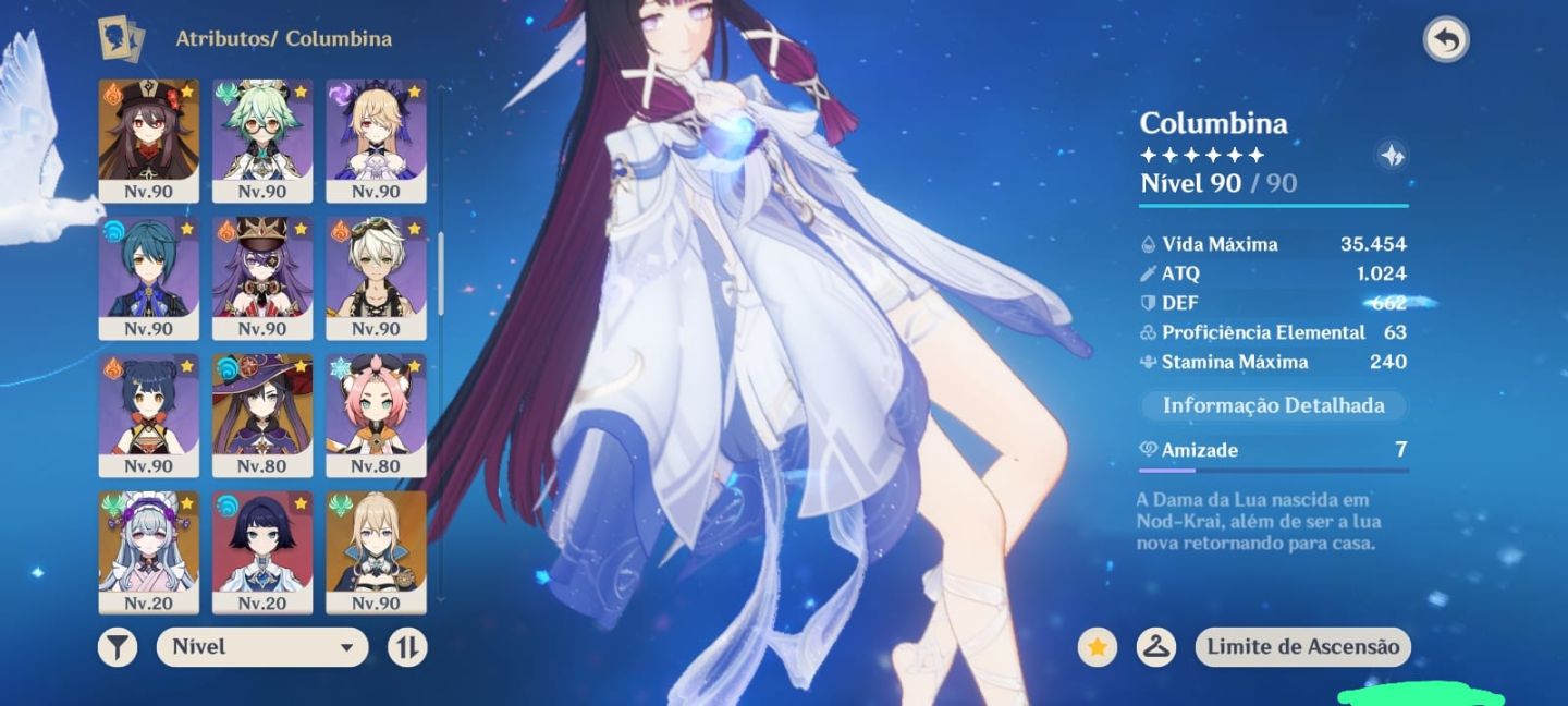 Genshin Impact - Columbina+Lauma+Nicole+Yae Miko+Raiden e outros conta End Game
