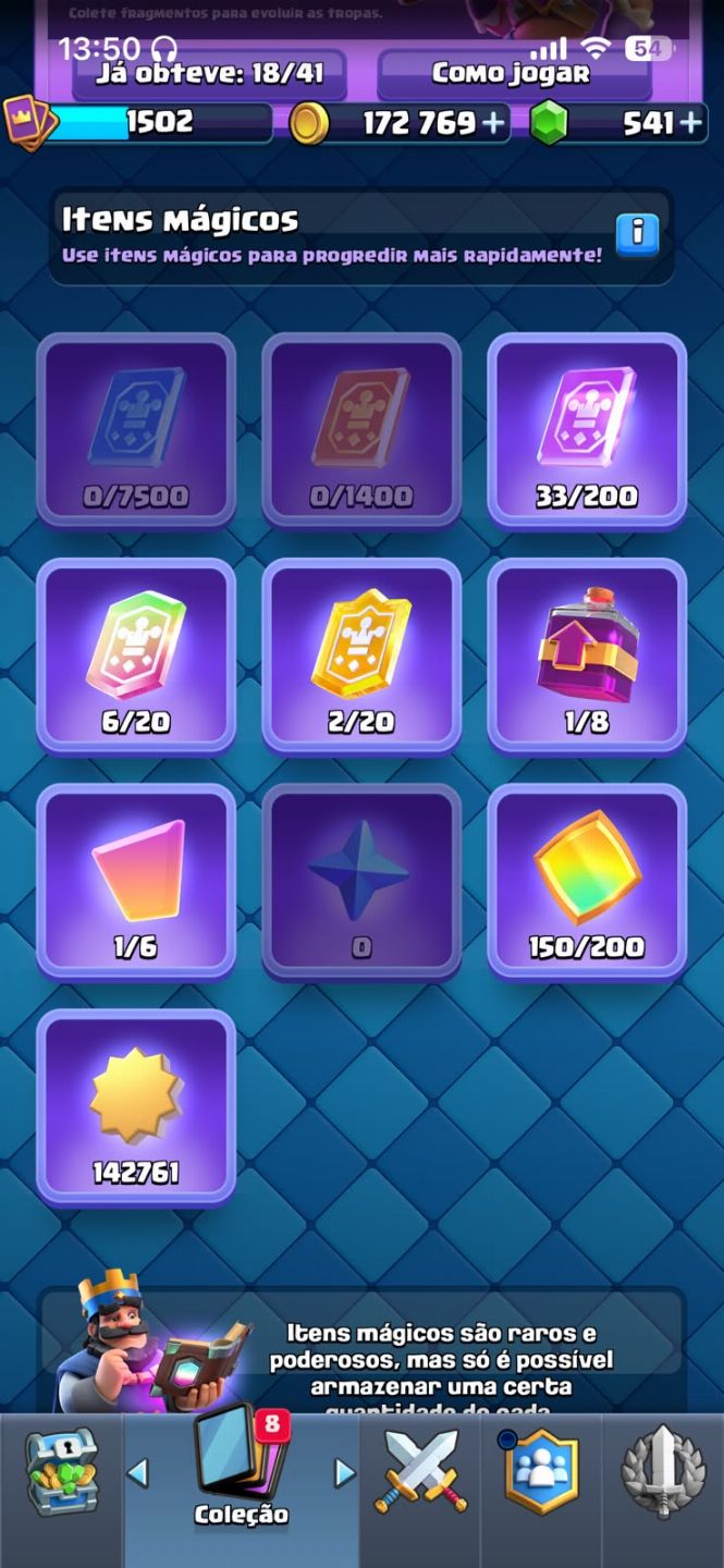 Conta de Clash royale com muitas cartas upadas e EVOS