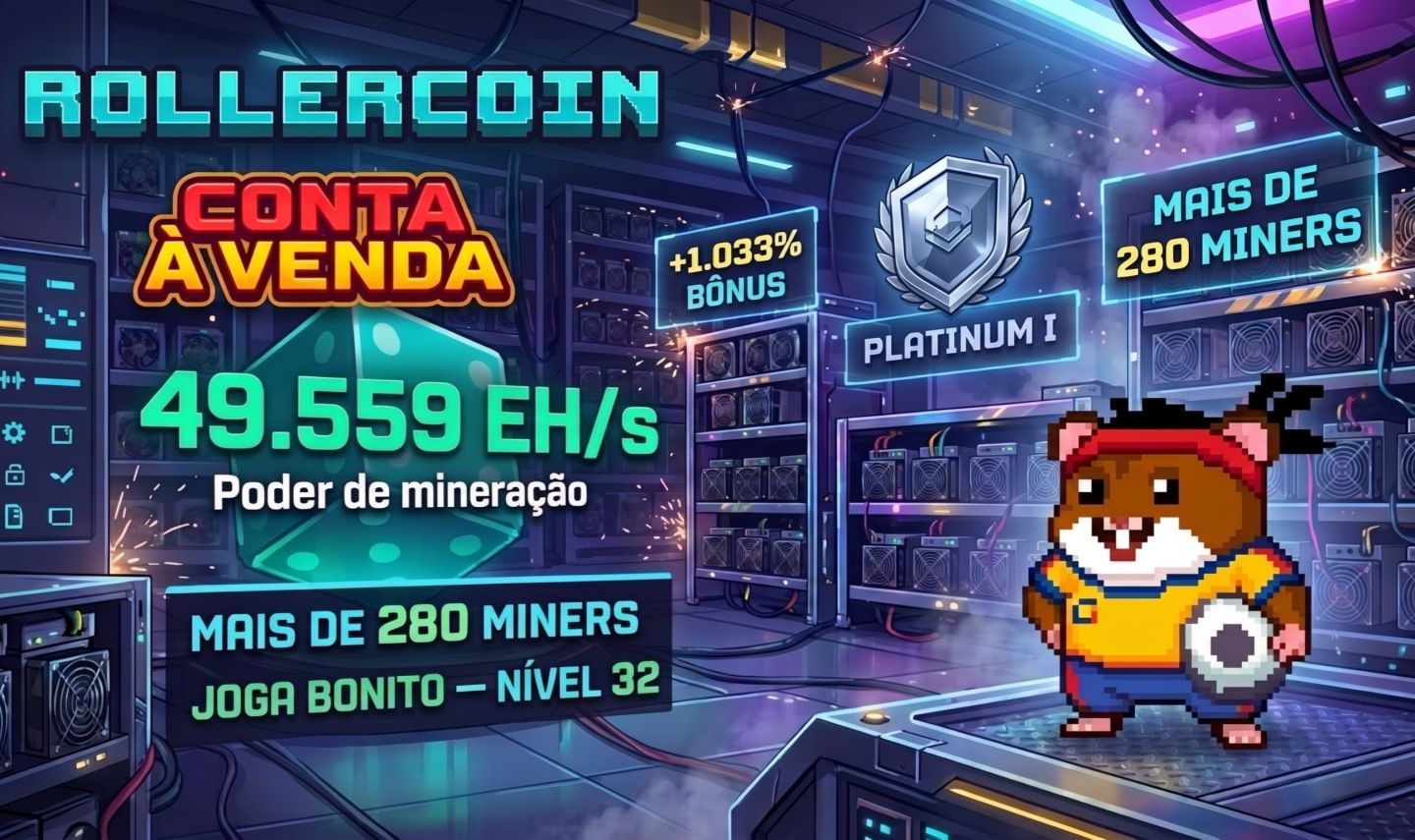 CONTA ROLLERCOIN 49,559 EH/s | +1.033% BÔNUS | PLATINUM I