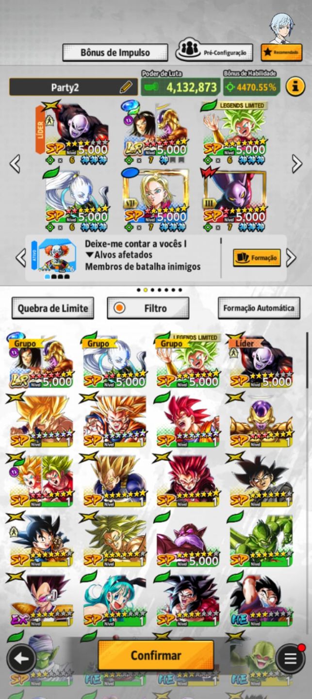 Conta Dragon Ball Legends - Personagens META
