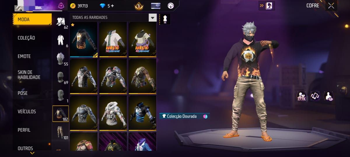 Vende-se conta de Free fire criada em 2018