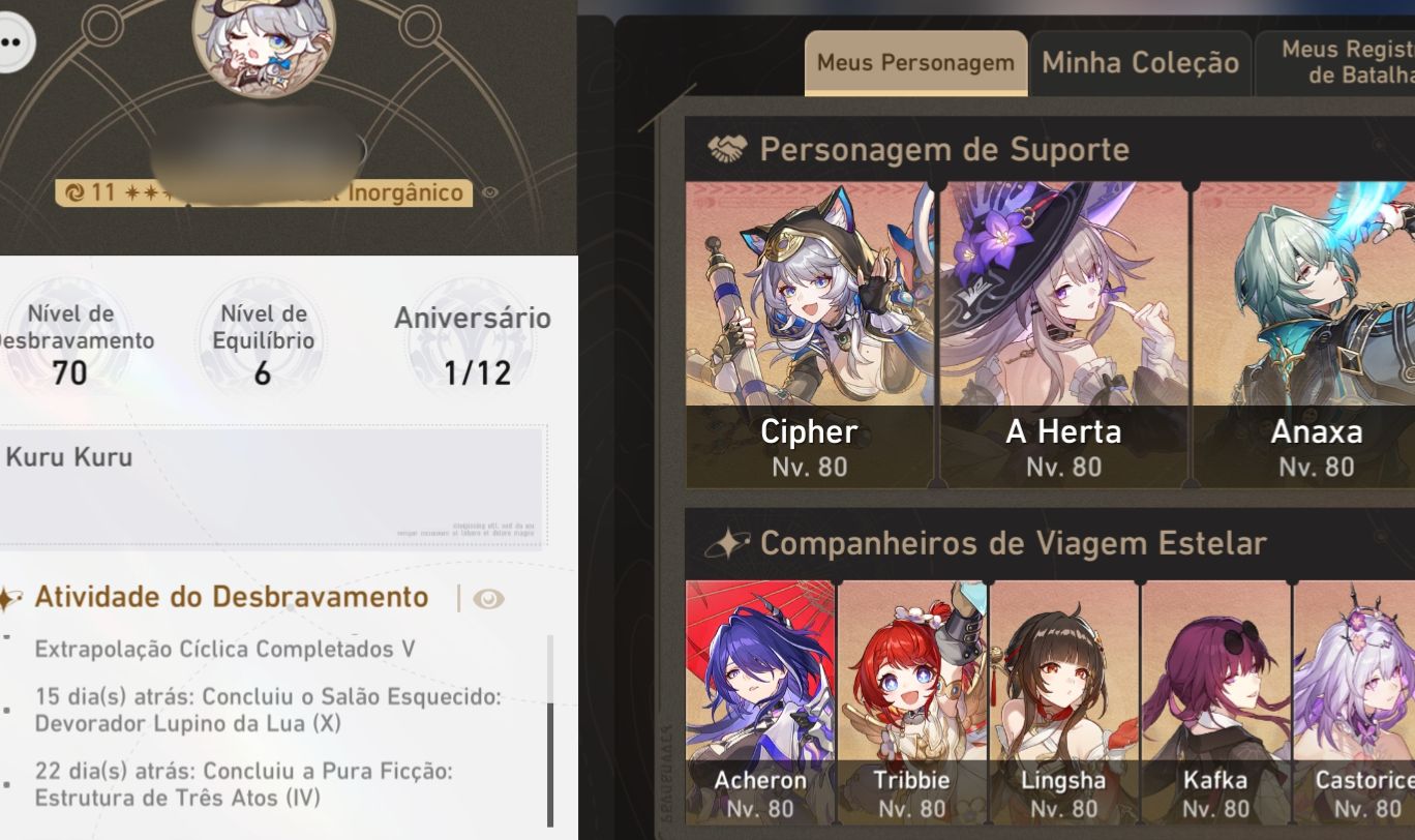 CONTA HONKAI STAR RAIL END GAME THE HERTA, CASTORICE, ANAXA, CIPHER E ARCHER...