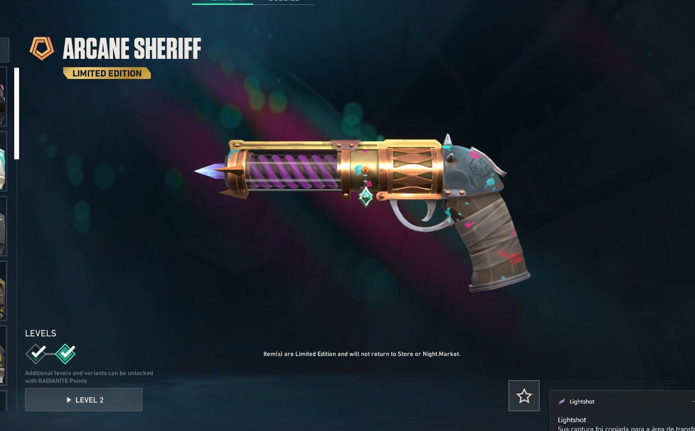 Conta de valorant com sheriff arcane e mt skin