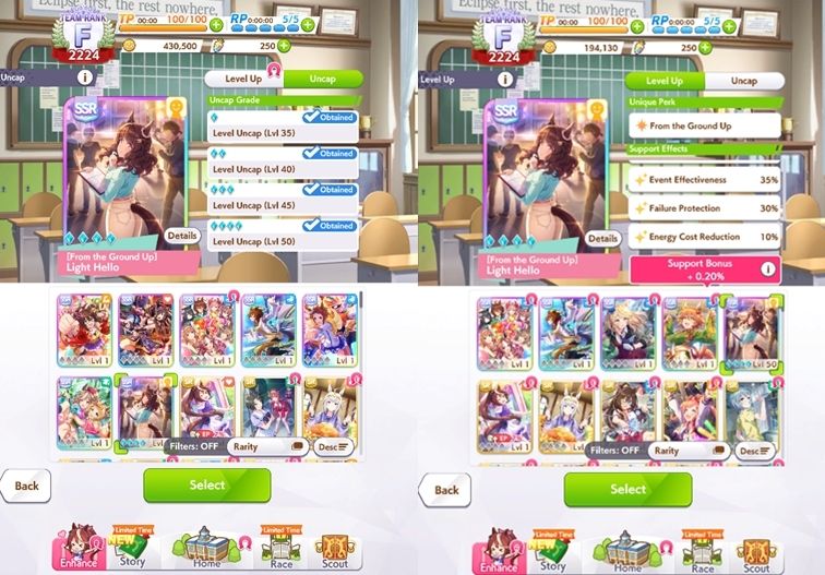 UMA MUSUME CONTAS COM CARTAS - TACHYON, KITASAN, LIGHT HELLO.