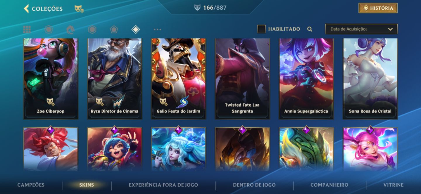 CONTA WR LEVEL 220 COM 166 SKIN ALL CHAMPS