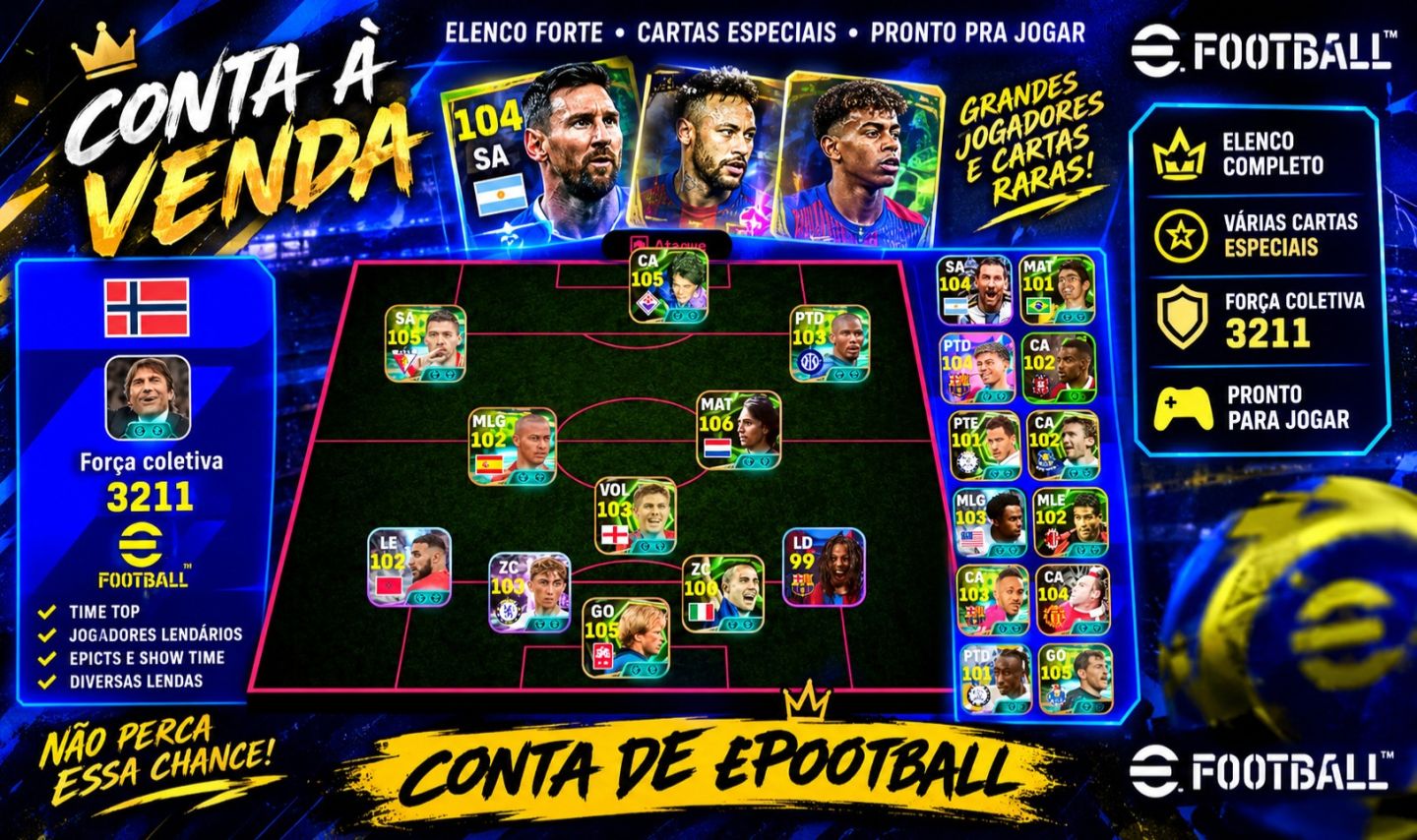 Efootball Conta Rara - Croyff, Batistuta, Kaká, Lamine Yamal do Pack Thiago....
