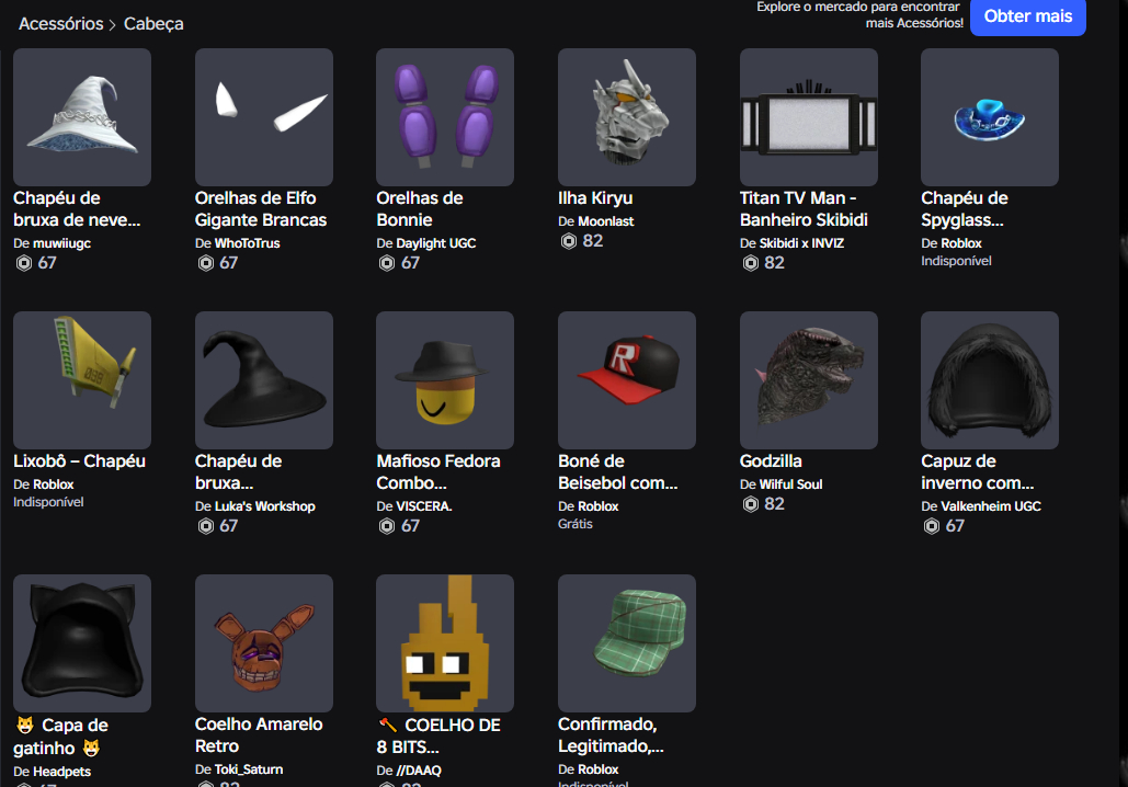 CONTA DE ROBLOX UNISSEX