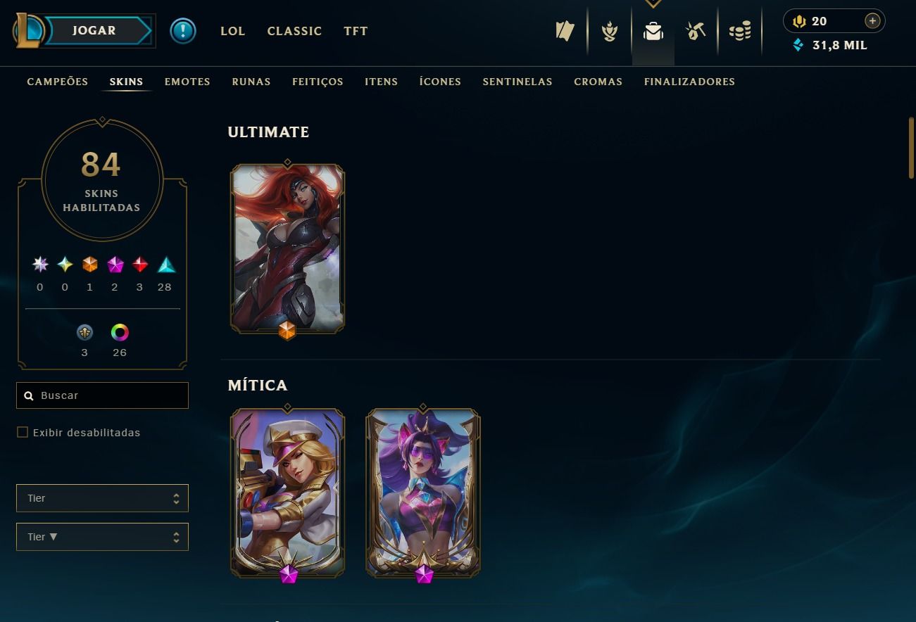 CONTA DE 2024 - 84 SKINS - LVL 105 - 107 CAMPEÕES - 31K DE EA - 26 CROMAS