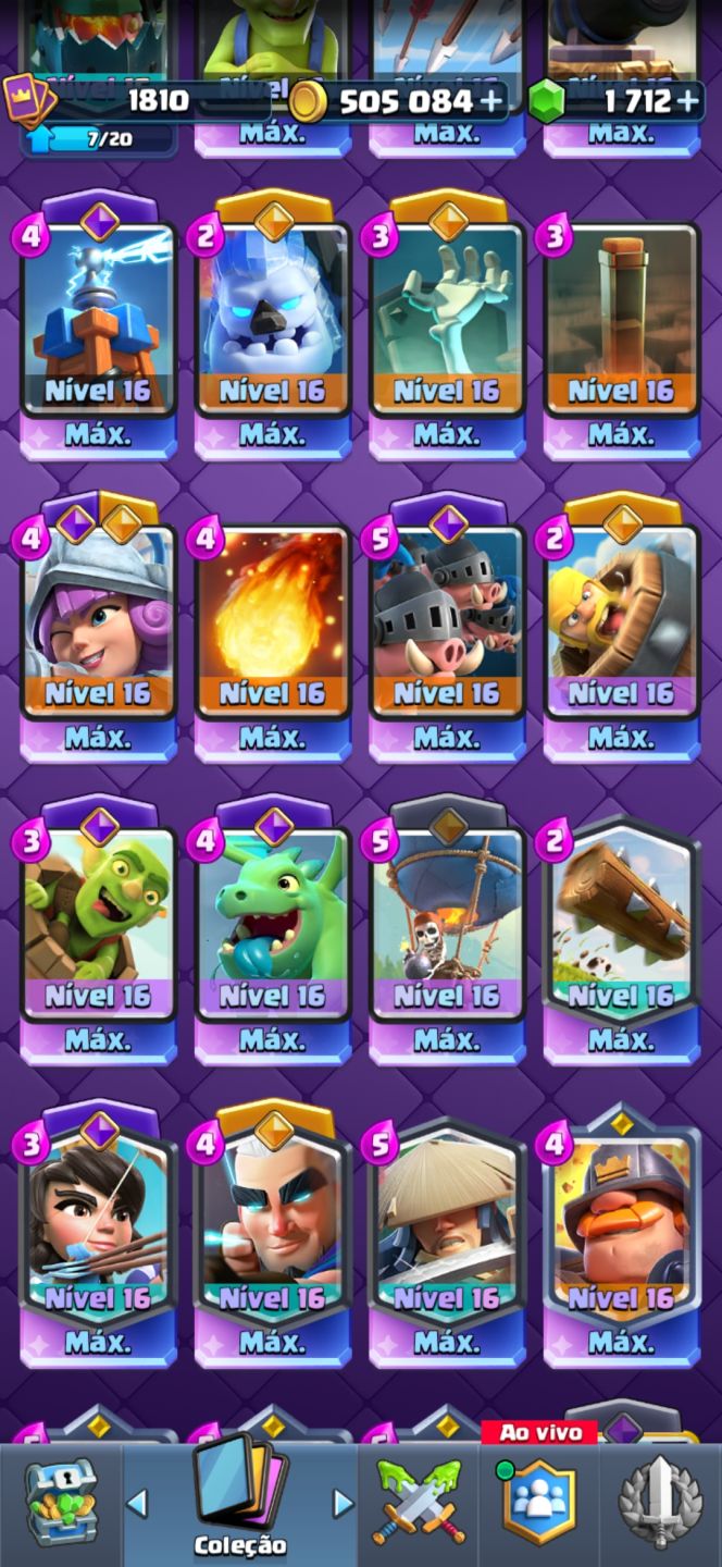 Conta clash royale full acesso lvl 1800+