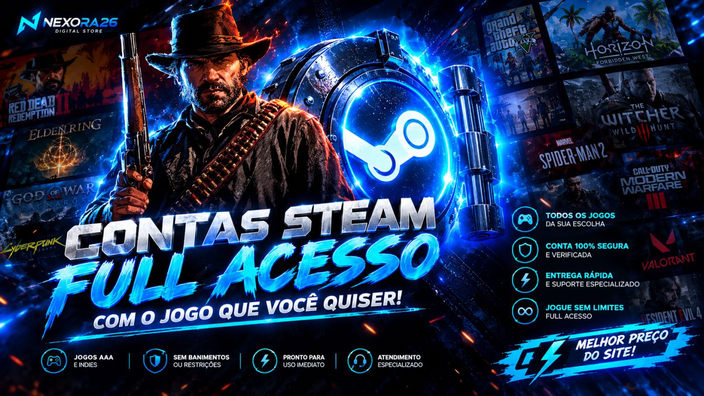 NEXORA26 |CONTA STEAM 100% SUA (Full Acesso) | Jogue Online o Jogo que Quiser