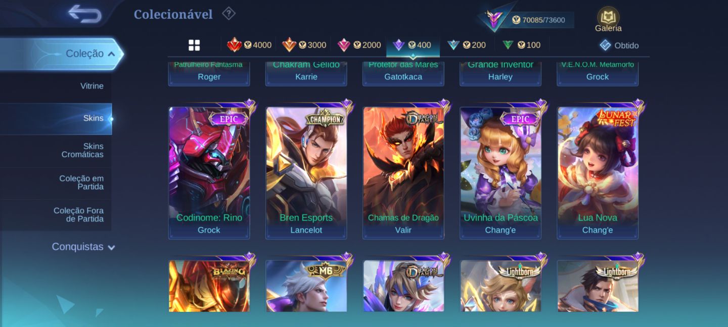 CONTA COLECIONADOR RENOMADO 2 FULL HERÓIS E 309 SKINS