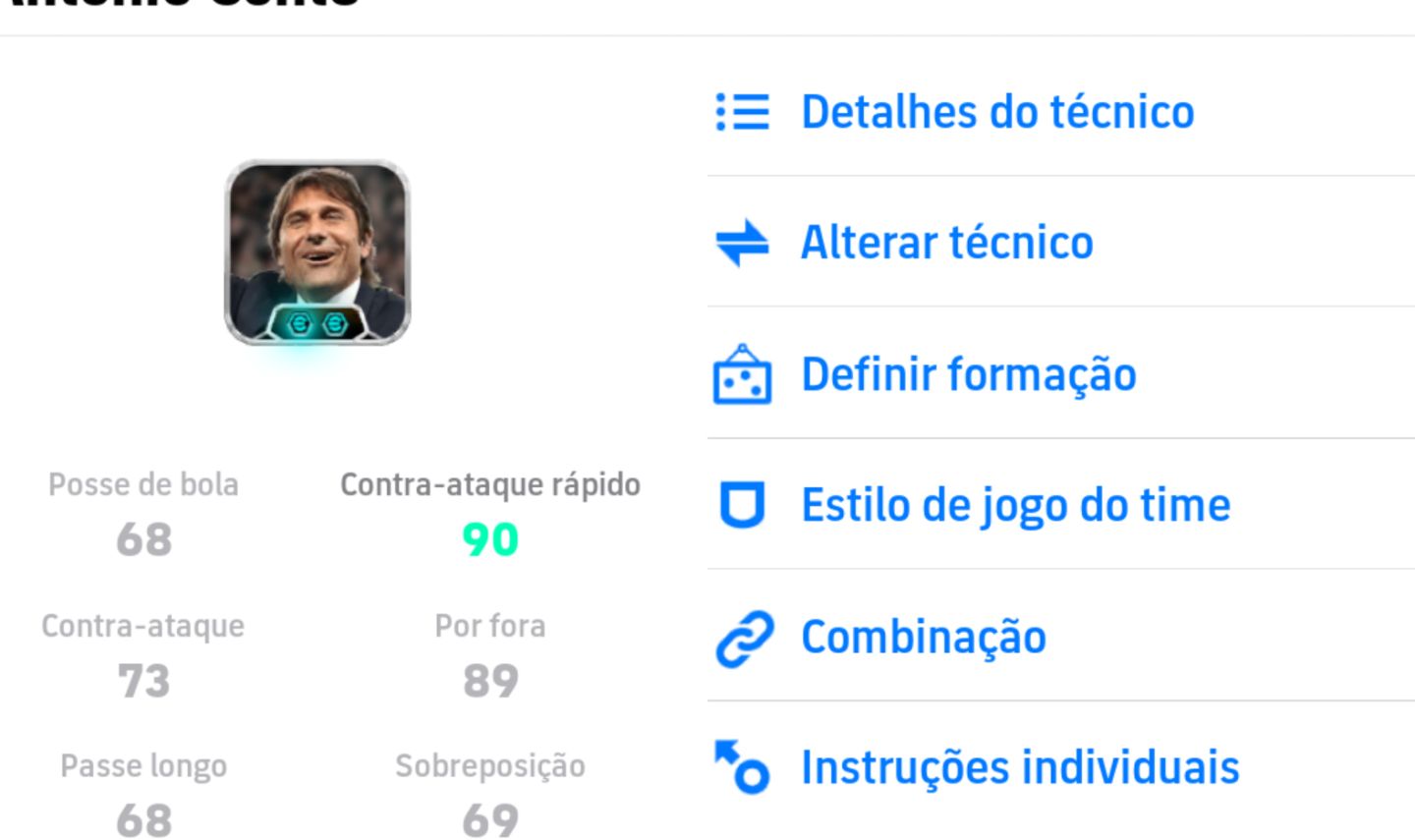 CONTA EFOOTBALL COM ANTONIO CONTE E 1600 MOEDAS