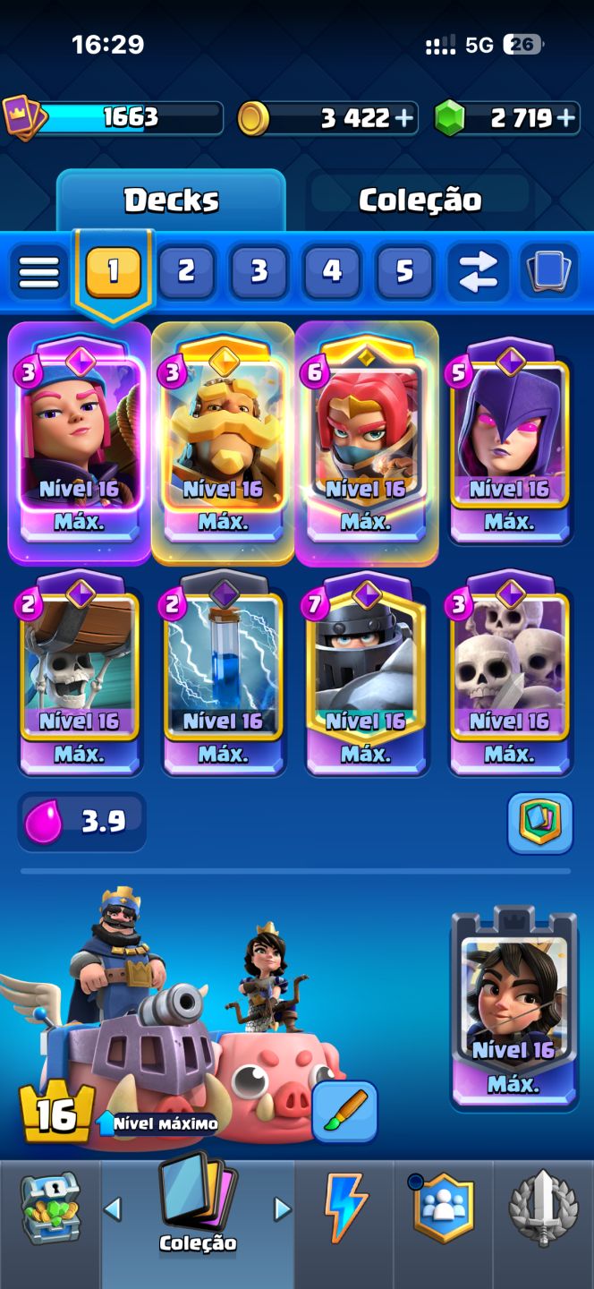Conta Clash royale 13.5k trofeus com varias cartas lvl 16