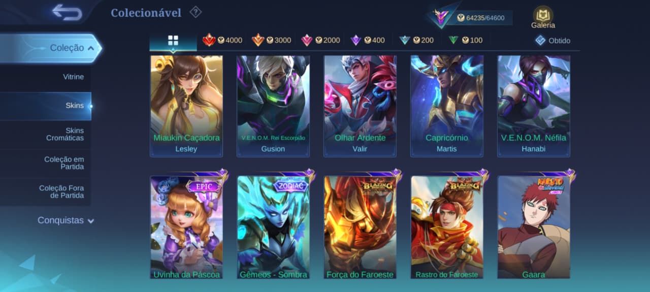 CONTA MLBB | GRANGER M7 PRIME | EUDORA LUCKYBOX | 7 ZODIAC | 253 SKINS.