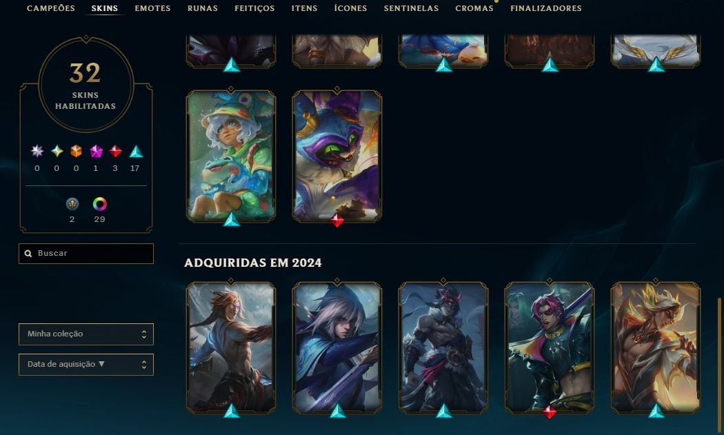 Conta lol usada como smurf com muita skin