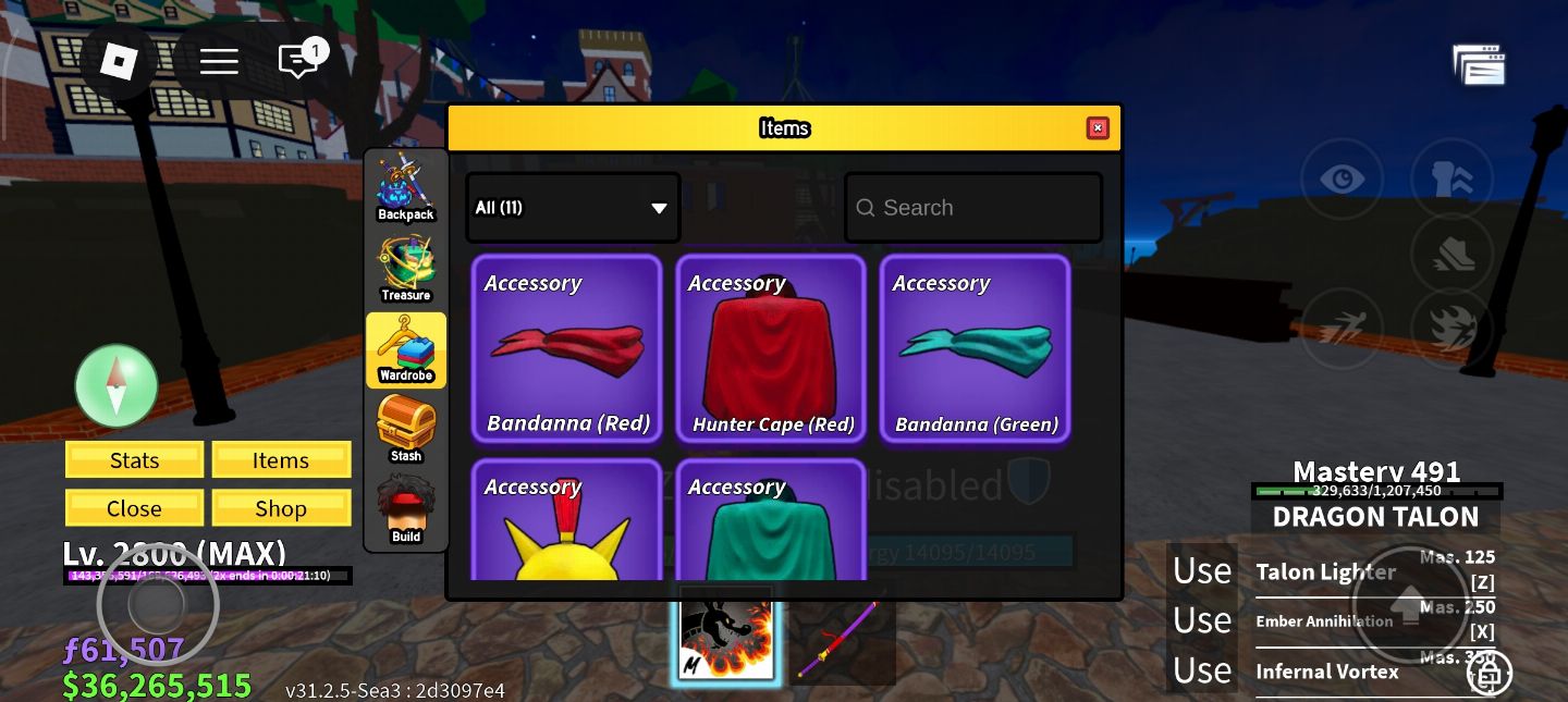 Blox Fruits LVL MAX 2800 | YAMA + SABER | 36M BELI | 61K FRAGS| ITENS RAROS B001