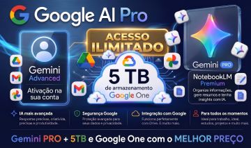 Google Gemini Pro + 5TB Google One Link Oficial | Ativa no Seu Próprio Gmail