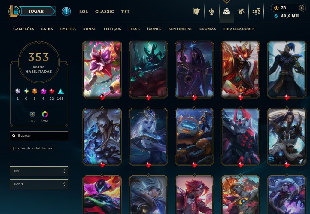 CONTA RARA DE 2014 FULL CAMPEÕES E SKIN AHRI FAKER,MONO RIVEN JHIN,DRAVEN 1 MI