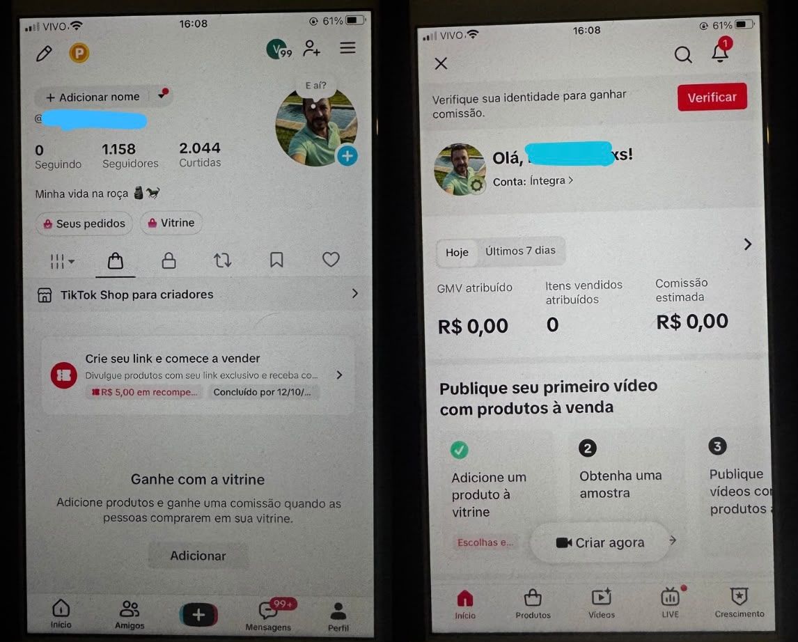 CONTA 1K COM SHOP ATIVO SEM DOCUMENTO