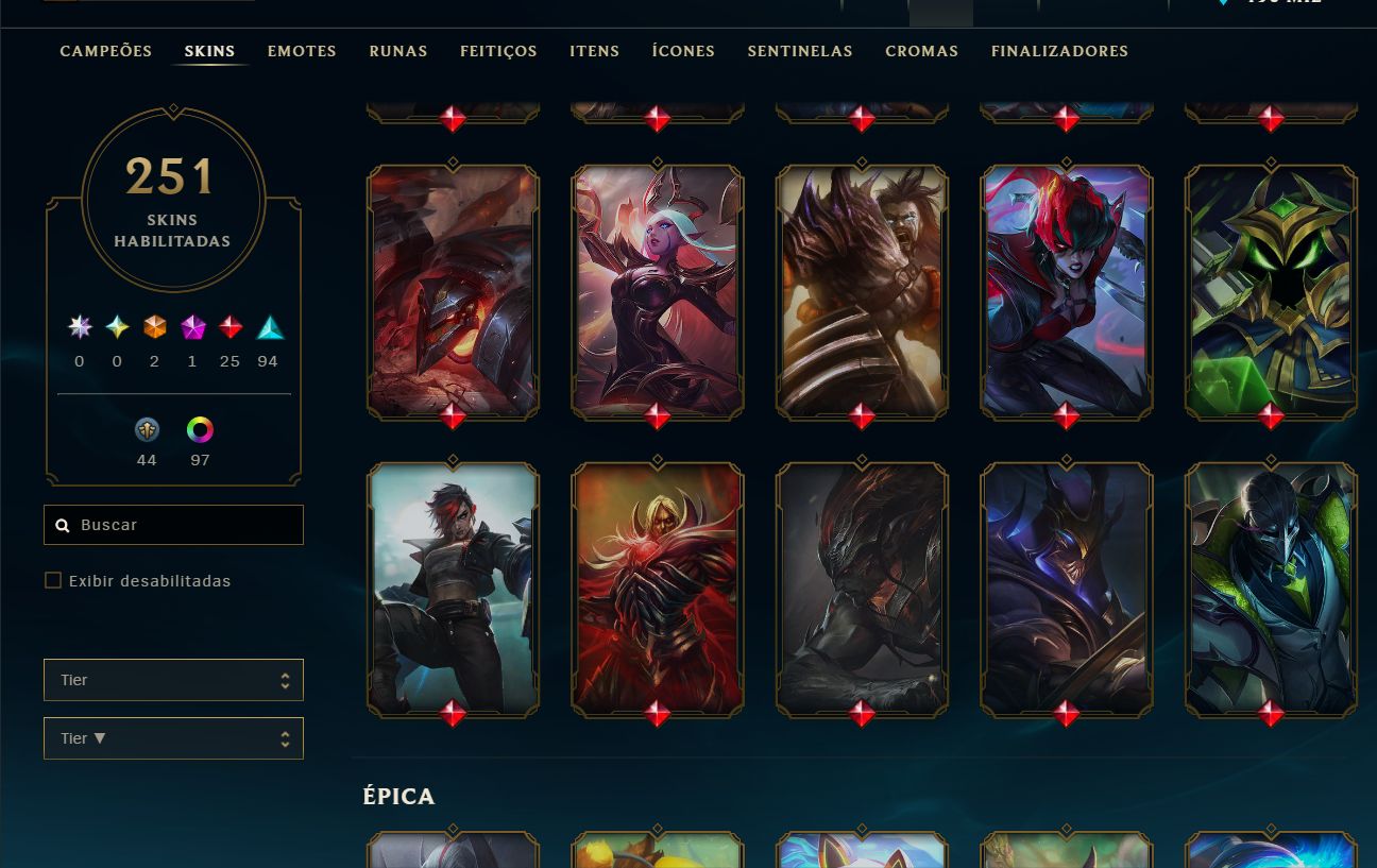 LOL CONTA LVL 732 | ESMERALDA IV | +200 SKINS | 25 LENDÁRIAS | TODOS OS CAMPEÕES