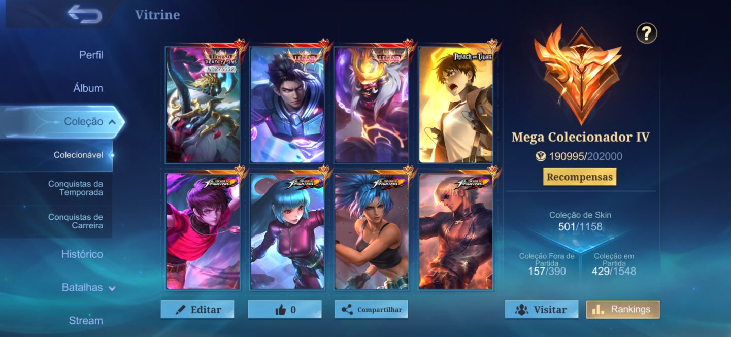 Conta MLBB, skin do alpha legend e muito mais