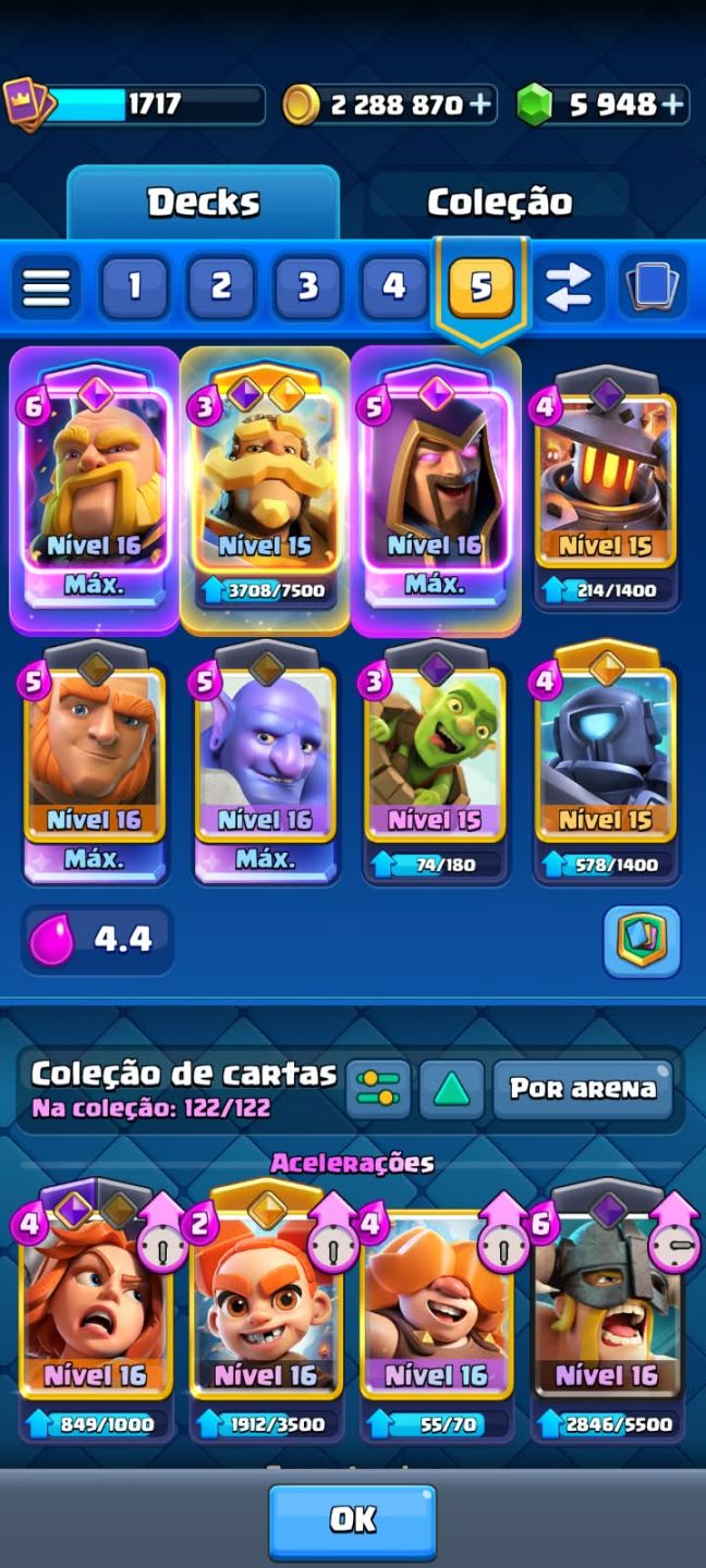 Conta Clash Royale 11.5k Troféus | 12 Evoluções | 5.9k Gemas | 2.2M Ouro