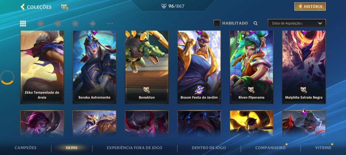 Conta tunada do wild rift Beta, criada por mim