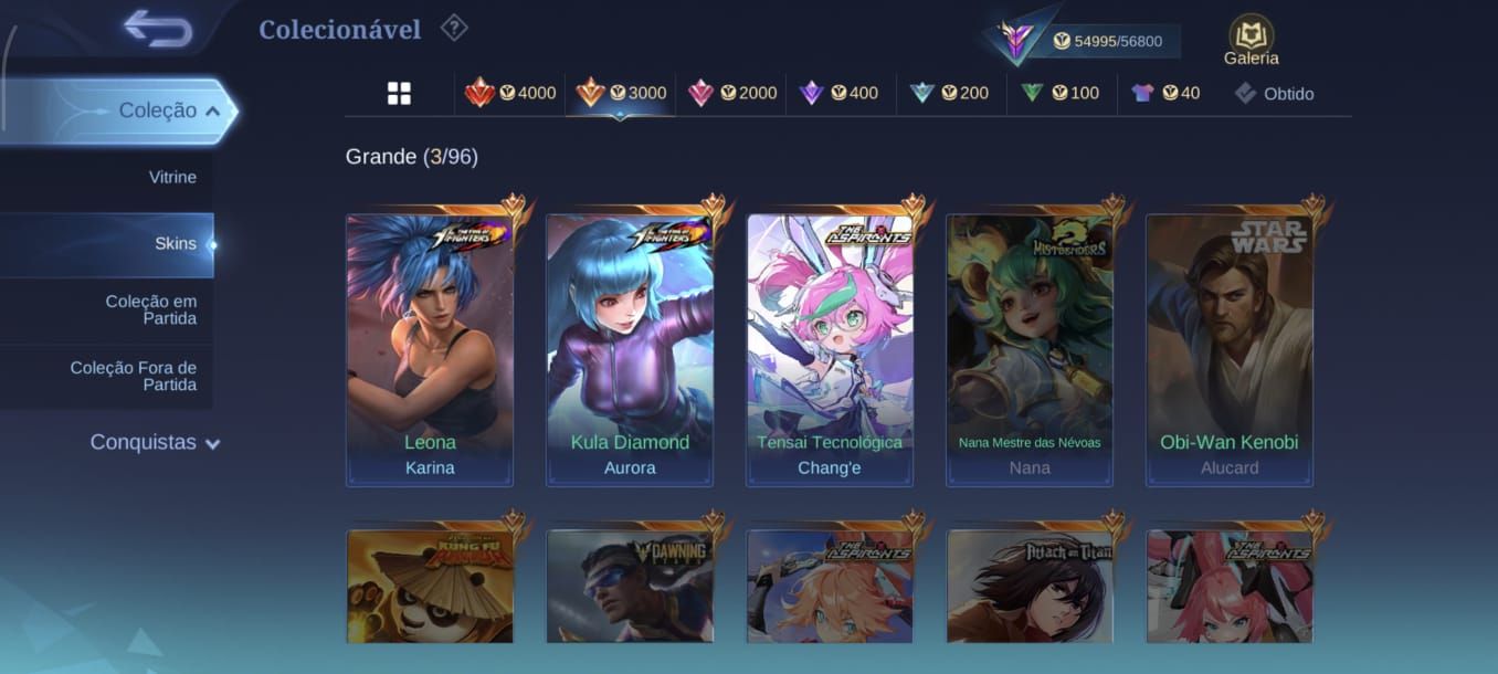 CONTA TODOS OS HEROIS E 200 SKINS
