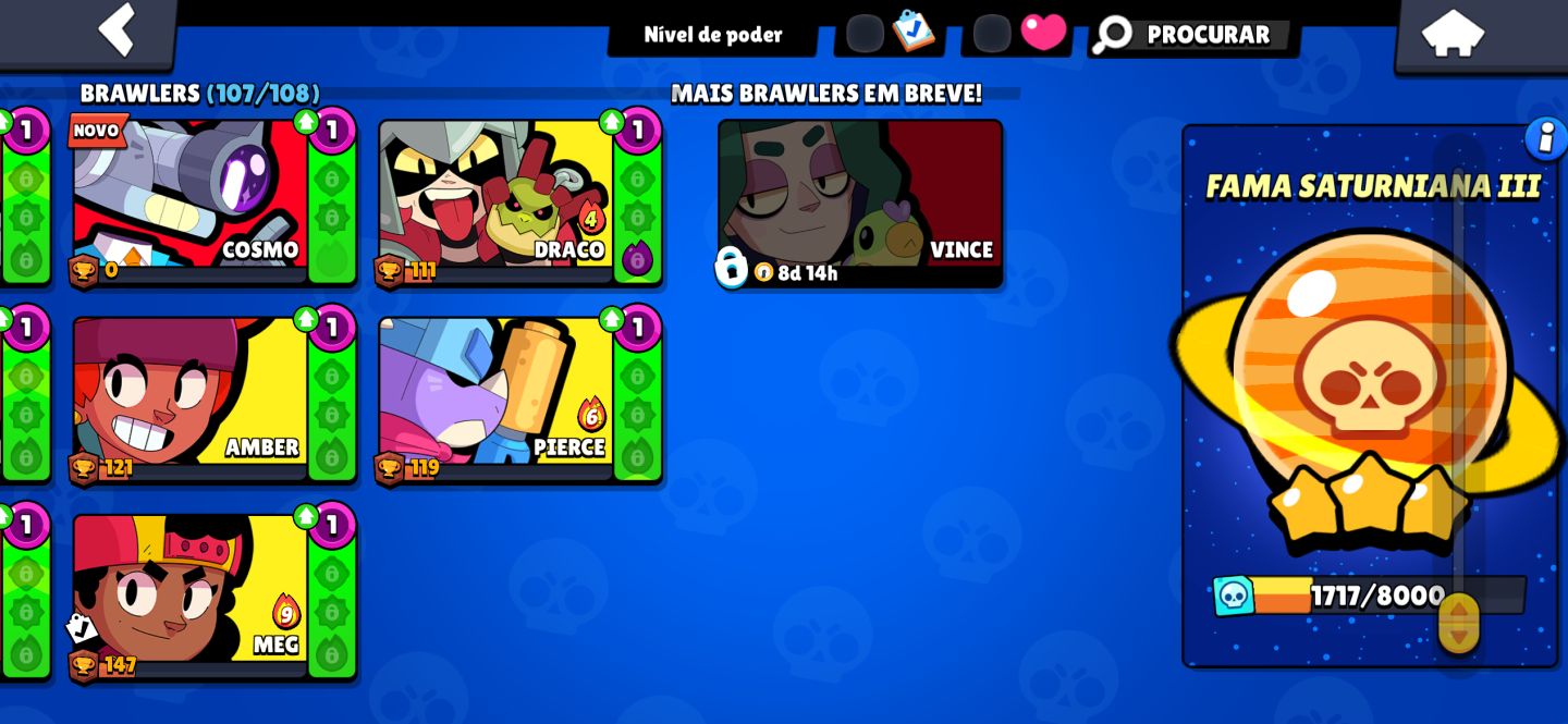 CONTA BRAWL STARS COM MUITOS PASSES E SKINS